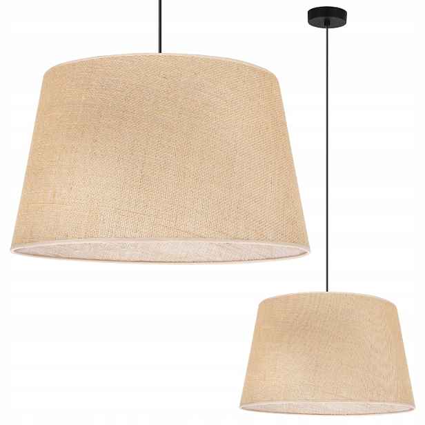 Závěsná Stropní Lampa Jutový Lustr Boho Stínidlo Béžová Do Ložnice 44 CM
