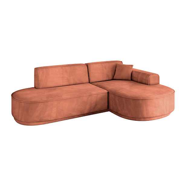 ALTDECOR ROHOVÁ SEDAČKA s otomanem, pravá MARI-L1-v3 243x171x83 Meruňková Velur
