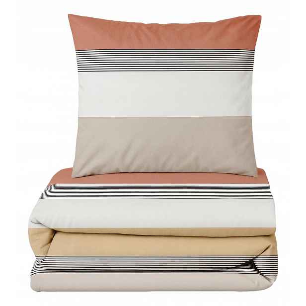 Povlečení béžová terra cihlové pruhy 140x200 bavlna100% Boho Produkt Pl
