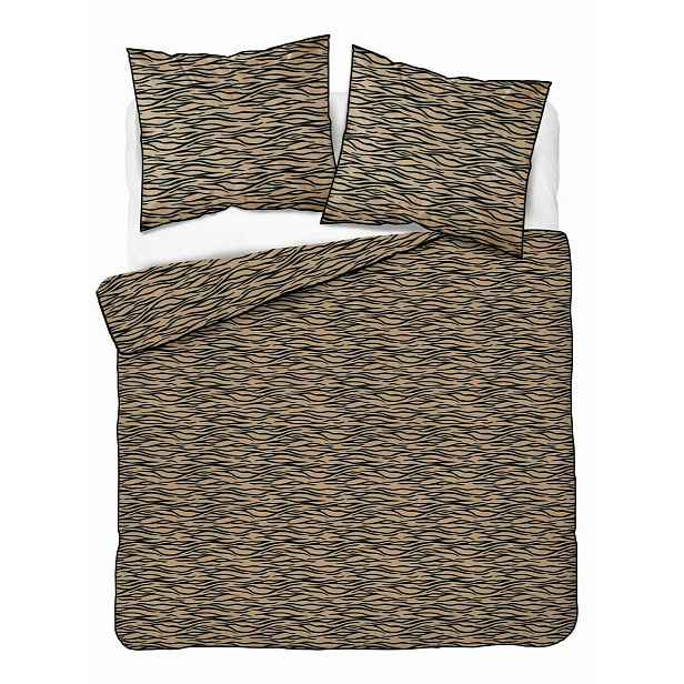 Povlečení z perkálu Lamé Percale 220x200 béžová černá a zvířecí potisk zebra