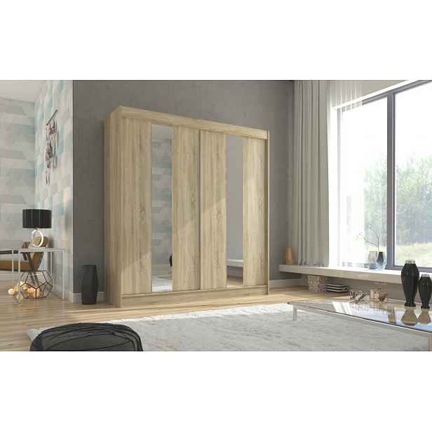 Šatní skříň se zrcadlem 200 cm DAFMIRA - dub sonoma