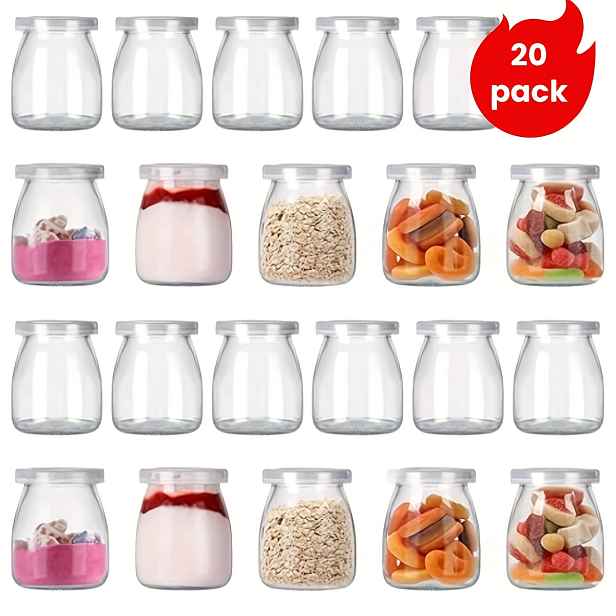 TEMU Sada 20 skleněných dóz o objemu 100 ml s víčky, vhodné na svíčky, med, ideální jako svatební dárky