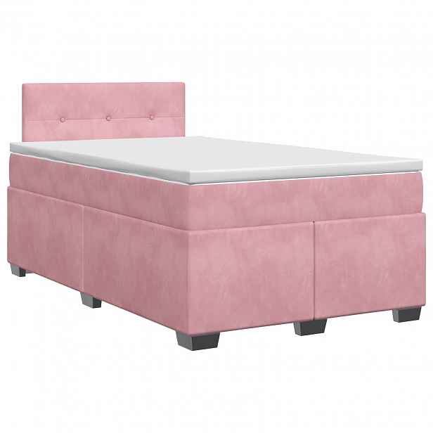 vidaXL Postel boxspring s matrací s čelo Růžová 120 x 200 cm Samet