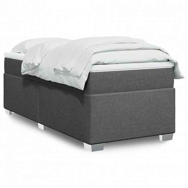 vidaXL Box spring postel s matrací tmavě šedá 90x190 cm textil