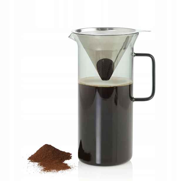 Konvice AdHoc na přípravu kávy skleněná šedá 1000 ml
