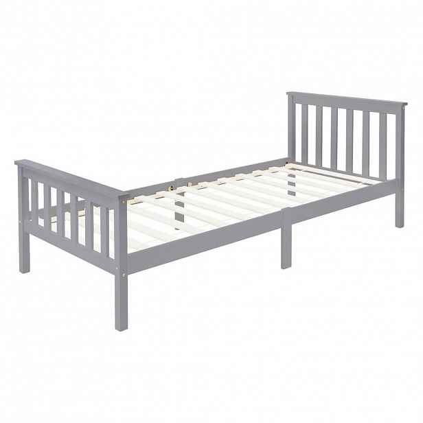 ML-DESIGN DŘEVĚNÁ POSTEL 90x200 cm světle šedá z borového dřeva s roštem