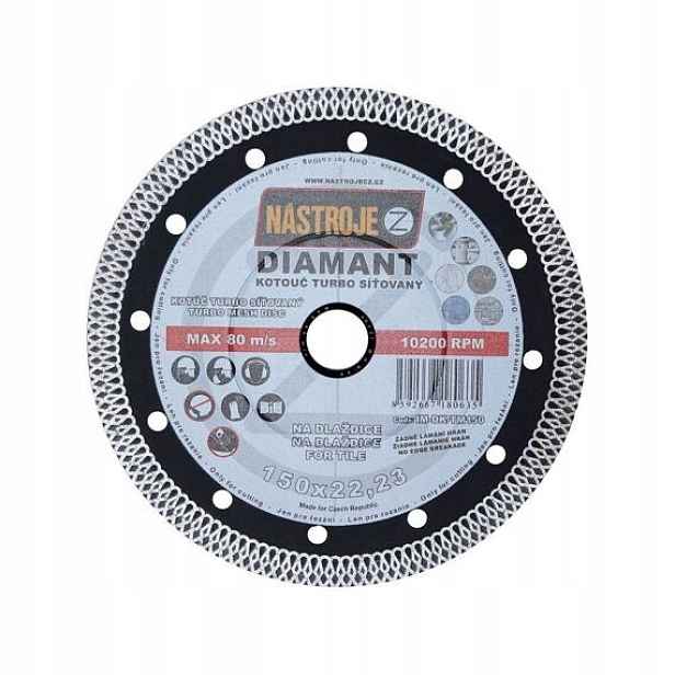 Nástroje Cz diamantový kotouč Turbo síťovaný 150*1,6*22,2mm, žula, dlažba,