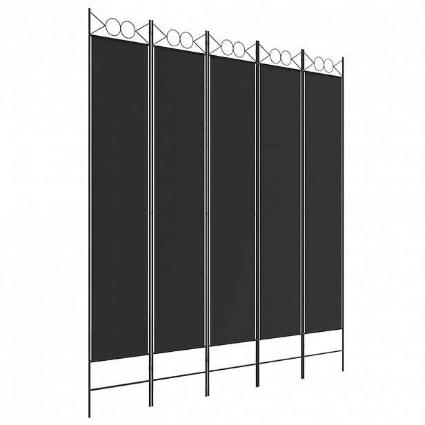 vidaXL 5 dílný paraván černý 200x220 cm textil