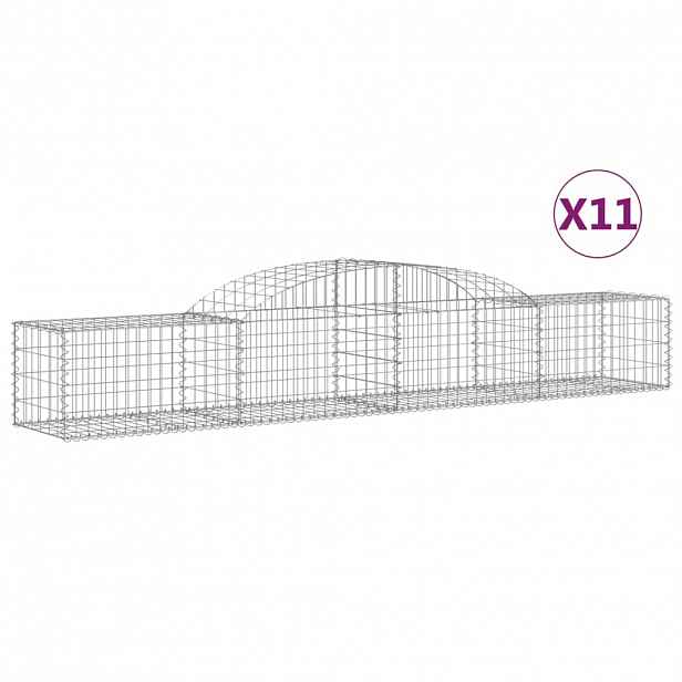 vidaXL Klenuté gabionové koše 11 ks 300x50x40/60 cm pozinkované železo