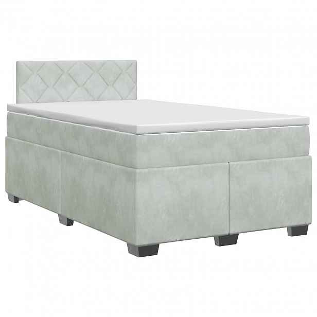 vidaXL Postel boxspring s matrací Světle šedá 120 x 200 cm Samet