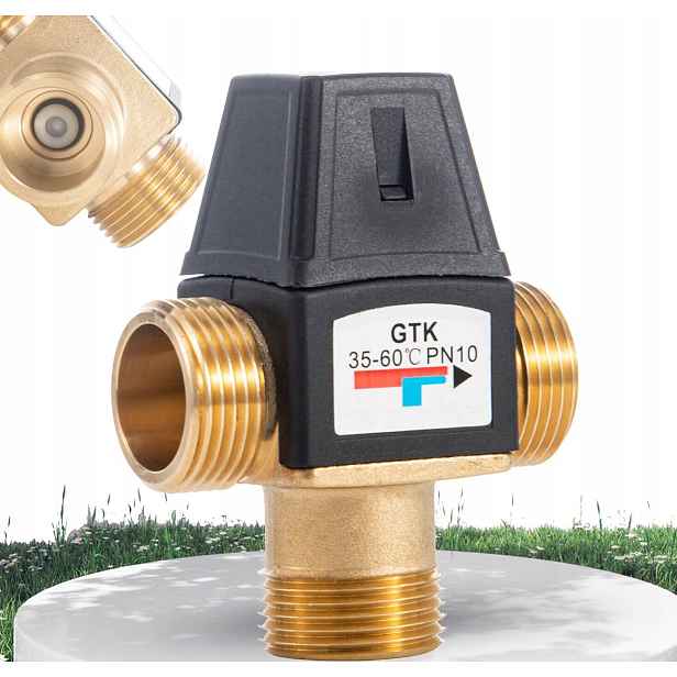 Termostatický Třícestný Směšovací Ventil 3/4" DN20 1.6 m3/h 35-60° C