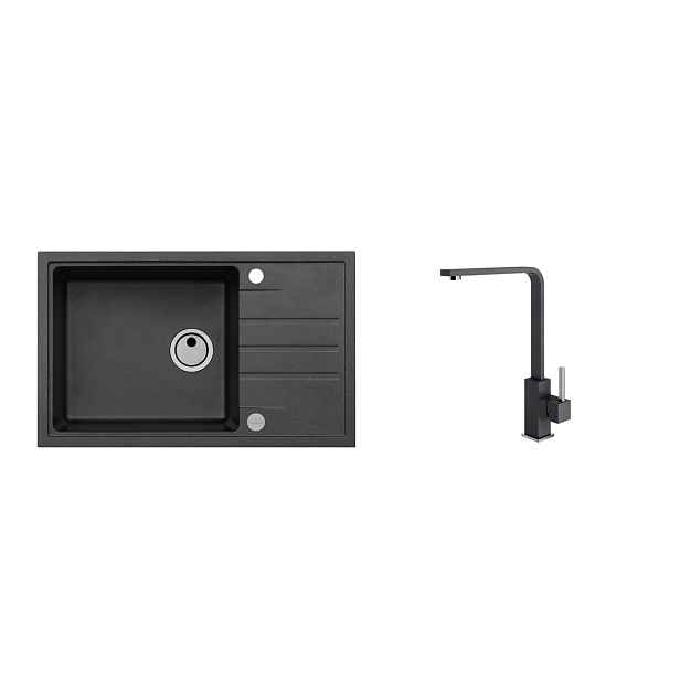 Alveus SET Intermezzo 130 - 91 + baterie AFRA 91 obdélníkový granitový dřez 620 x 480 mm v setu s baterií