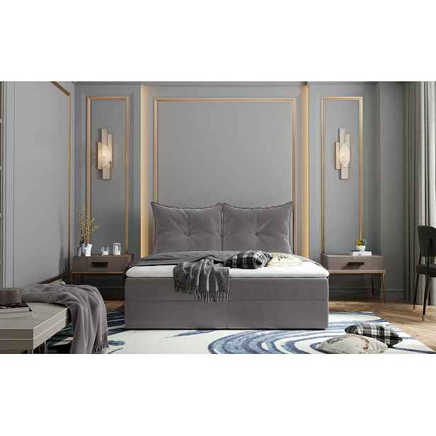 Boxspringová postel PINELOPI - 200x200, šedá