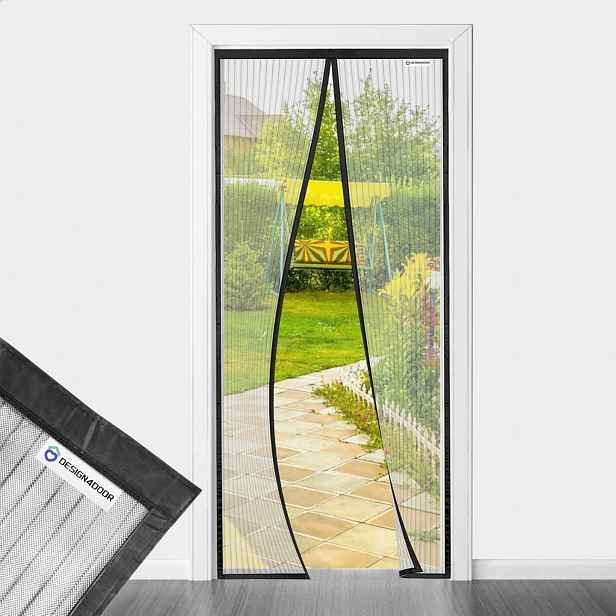 Moskytiéra na dveře 105 cm x 210 cm magnetická, bez vrtání, černá, silná