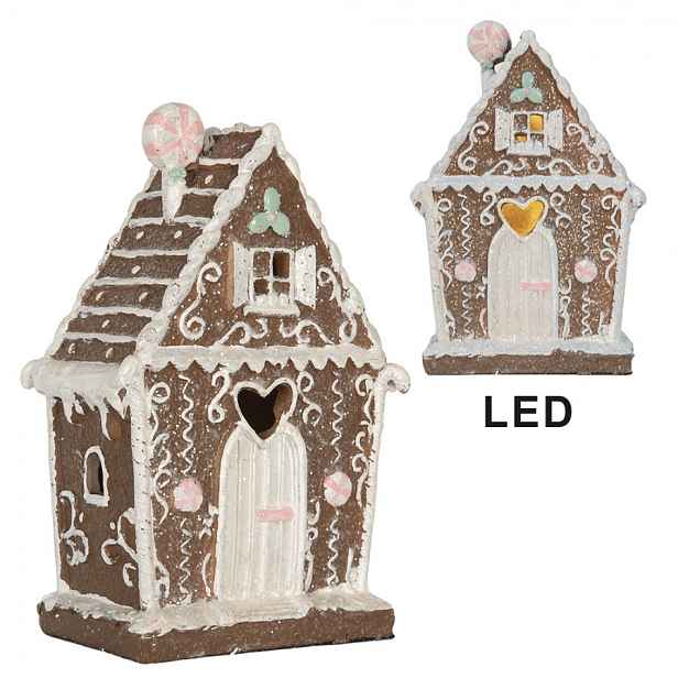 Perníková LED chaloupka Gingerbread Cotti - 14*9*21 cm Clayre & Eef