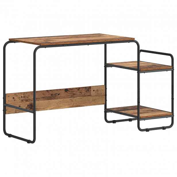 vidaXL Stůl s úložným prostorem Staré dřevo 131.5 x 50 x 75.5 cm