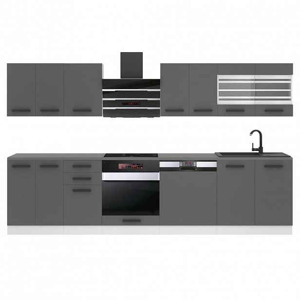 B BELINI GROUP KUCHYŇSKÁ LINKA Lucy 300 cm, S pracovními deskami, Stříbrná matná