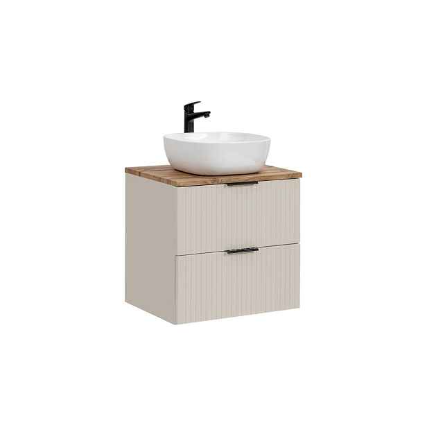Comad Závěsná skříňka Adele Cashmere Smile s deskou a umyvadlem 60 cm kašmírová/dub evoke