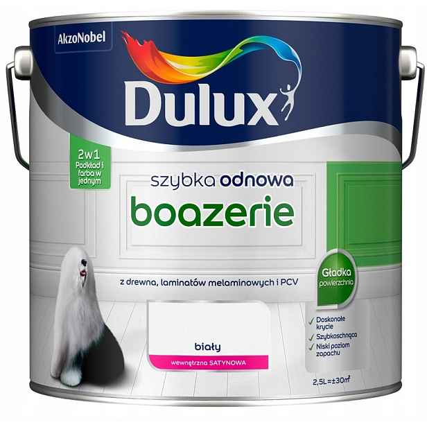 Dulux Rychlá obnova barva pro obložení Bílá saténová 2,5L