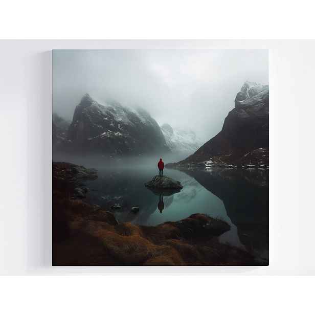 Obraz Na Plátně Obraz Na Plátně Norsko Hory Fjord Zima Člověk Samota 50x50