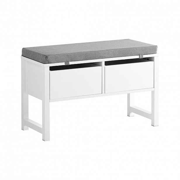SoBuy BOTNÍK se 2 zásuvkami Bílá 72x30x46cm Minimalistický