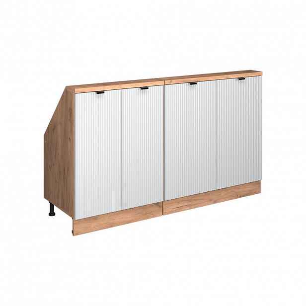 Vicco KUCHYŇSKÁ SKŘÍŇKA POD ŠIKMOU STŘECHU R-Line Bílé zvlnění 140 cm Sada 2 kusů