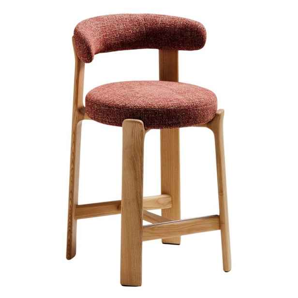 Barová židle z jasanového dřeva v terakotové barvě/ve světle přírodní barvě (výška sedáku 65 cm) Granite – Kave Home