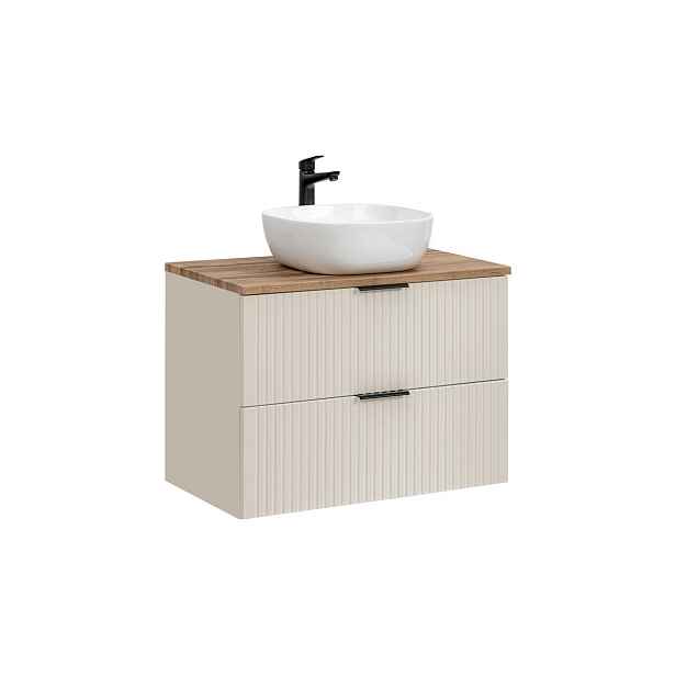 Comad Závěsná skříňka Adele Cashmere Smile s deskou a umyvadlem 80 cm kašmír/dub wotan