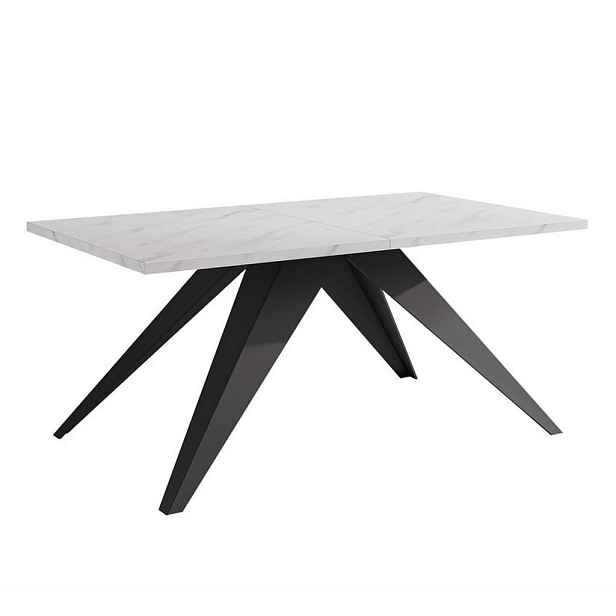 Idohome JÍDELNÍ STŮL XANDRO rozkládací 160/90/76 cm s kovovou podnoží, černý / Bianco