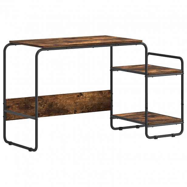 vidaXL Stůl s úložným prostorem Kouřový dub 131.5 x 50 x 75.5 cm