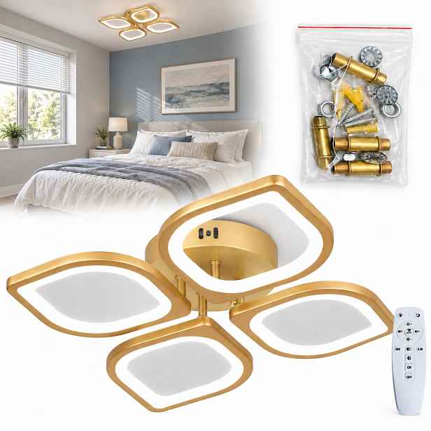 Stropní Svítidlo Zlatý závěsný stropní svítidlo moderní Led Lustr Dálkový Ovladač