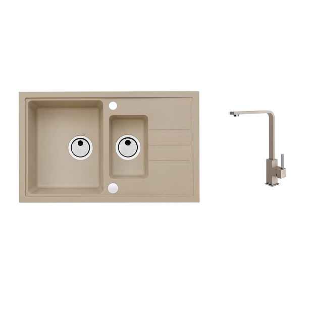 Alveus SET ALVEUS Intermezzo 70-55 + baterie AFRA 55 obdélníkový granitový dřez 780 x 480 mm v setu s baterií