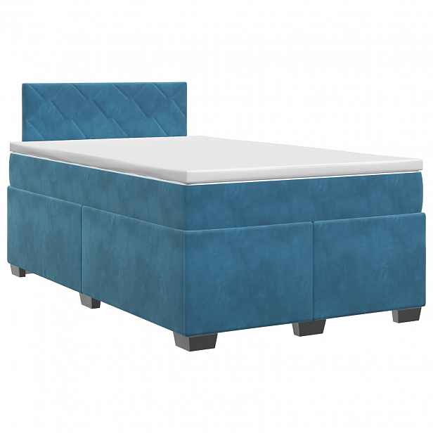 vidaXL Postel boxspring s matrací Tmavě modrá 120 x 200 cm Samet