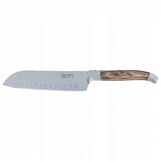 Laguiole Style de Vie nůž santoku Olive 17 cm s krájecím prkénkem