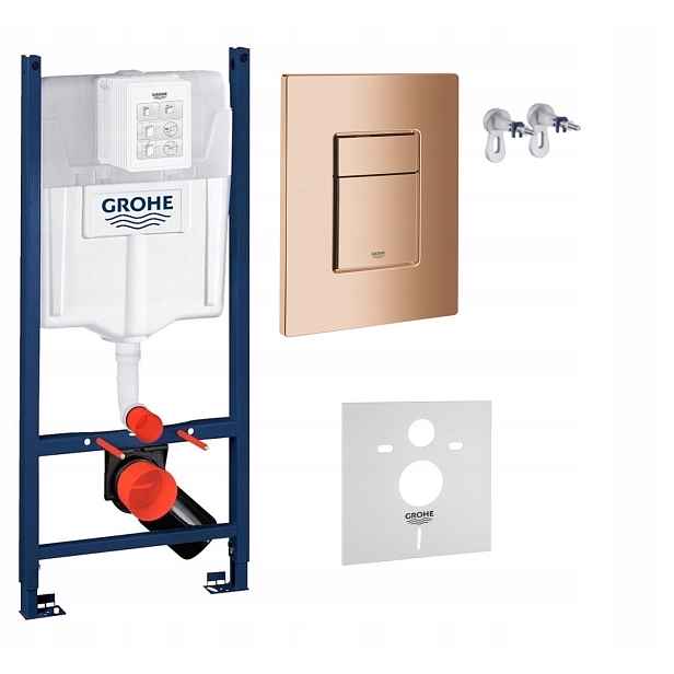 Podomítkový Wc set Stelaz Grohe tlačítko lesklá měď