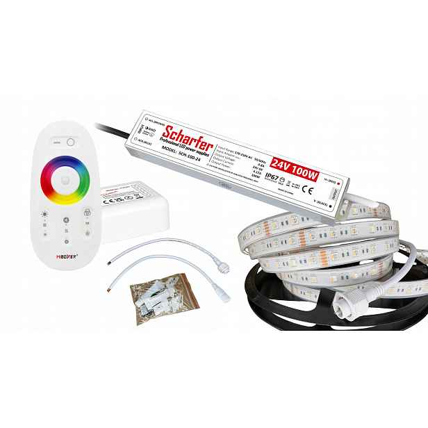 Sada pro osvětlení sauny Led pásek RGB+3000K 5 mb ovladač napájecí adaptér