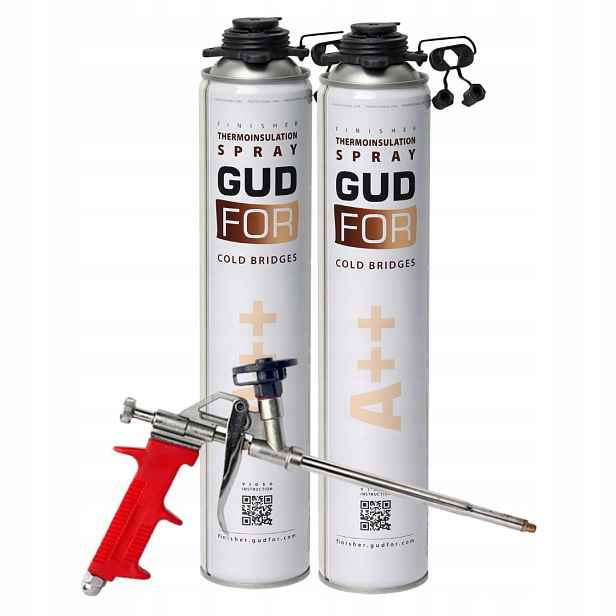 2 Kusů Stříkací Pěna Gudfor A++ 850 ML Pistole Na Montážní Pěnu