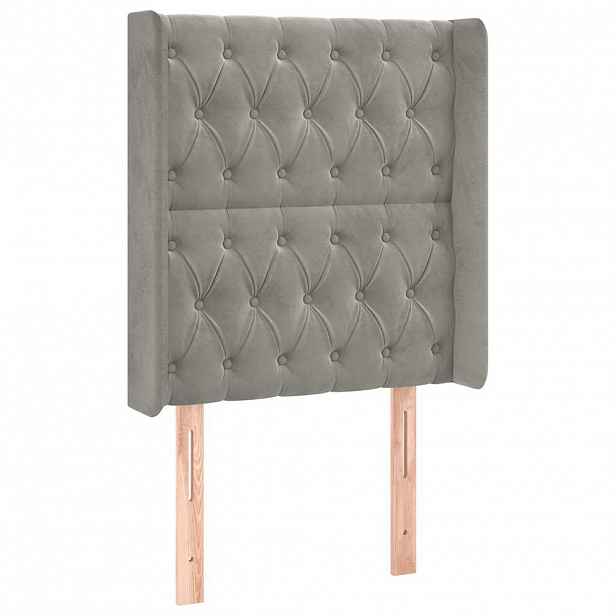 vidaXL Čelo postele typu ušák světle šedé 83x16x118/128 cm samet