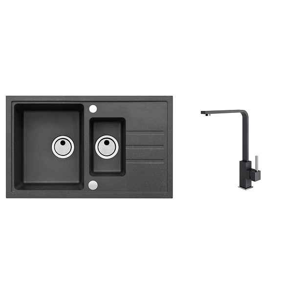 Alveus SET ALVEUS Intermezzo 70-91 + baterie AFRA 91 obdélníkový granitový dřez 780 x 480 mm v setu s baterií