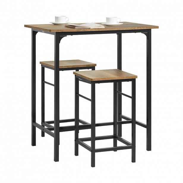 SoBuy 3DÍLNÝ set stolu se 2 taburety 80x50x87cm Industriální