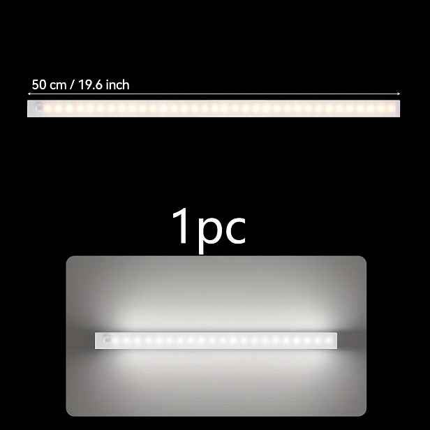 TEMU USB dobíjecí LED noční světlo s pohybovým senzorem - automatické zapnutí, pro pod linku, do kuchyně, skříně atd. - teplé světlo/bílé světlo
