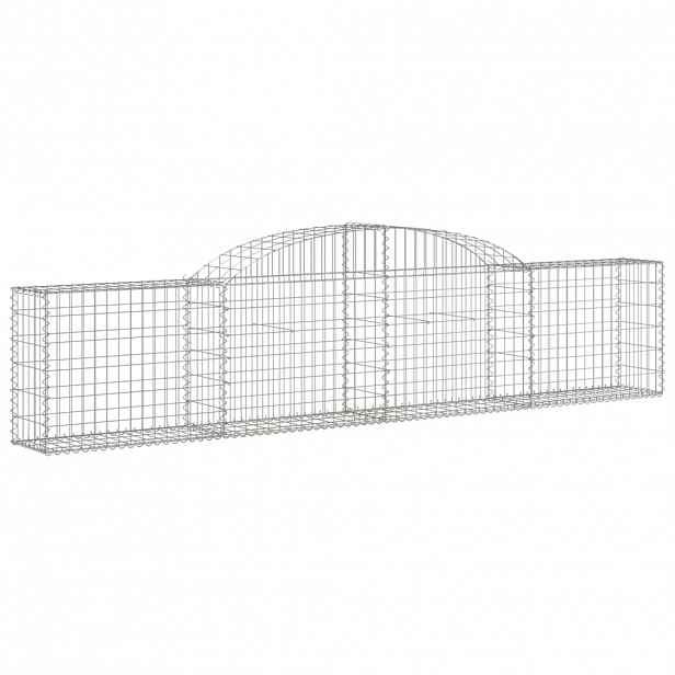 vidaXL Klenutý gabionový koš 300x30x60/80 cm pozinkované železo