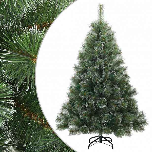 vidaXL Umělý vánoční strom ze sněhu s čepicí Zelená 150 cm PVC, ocel