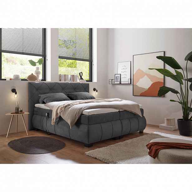 MID.YOU POSTEL BOXSPRING, 180/200 cm, antracitová