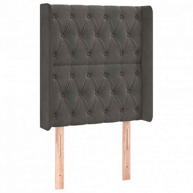 vidaXL Čelo postele typu ušák tmavě šedé 83x16x118/128 cm samet