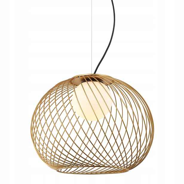 Clarisa Dekorativní zlatá kulatá závěsná lampa Bílý kulovitý lustr E27 40W