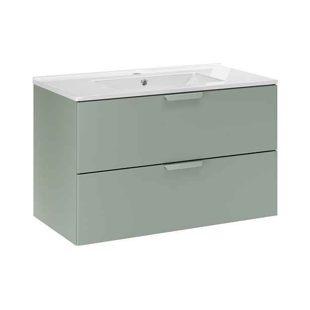 Comad Závěsná skříňka Aster Lava se zápustným umyvadlem 80 cm zelená/bílá