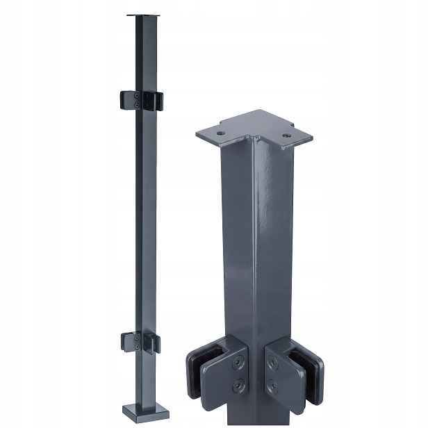 Rohový sloupek 100 cm Sklo 4 Úchytky 40x40 Antracit Nerezový