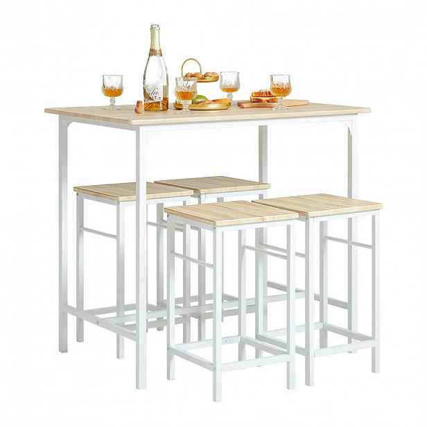 SoBuy STŮL se 4 stoličkami sada 5 kusů 100x60x87cm Nordický