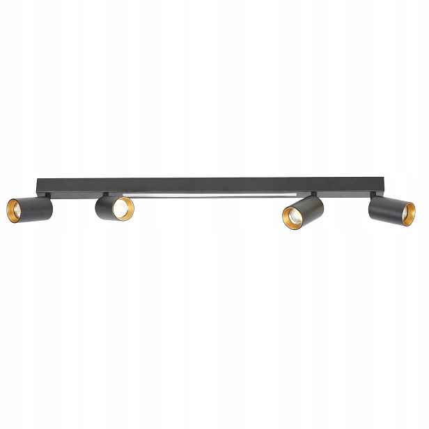 Stropní svítidlo černá zlatá 4 reflektory lišta 100 cm Light Prestige